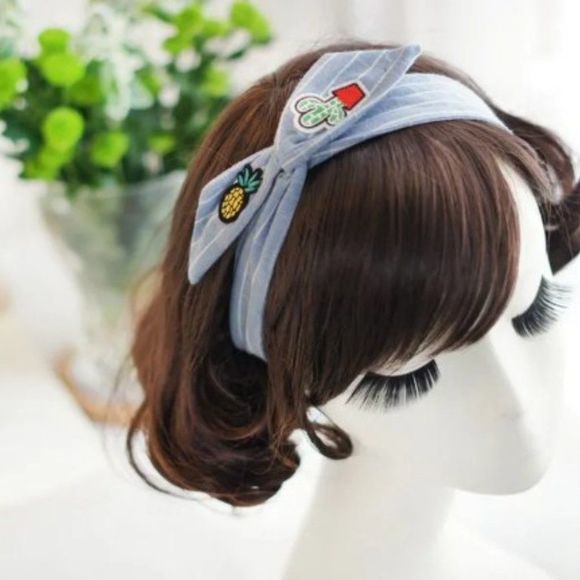 Cactus & Pineapple Striped Wired Headband - Picture 1 of 5